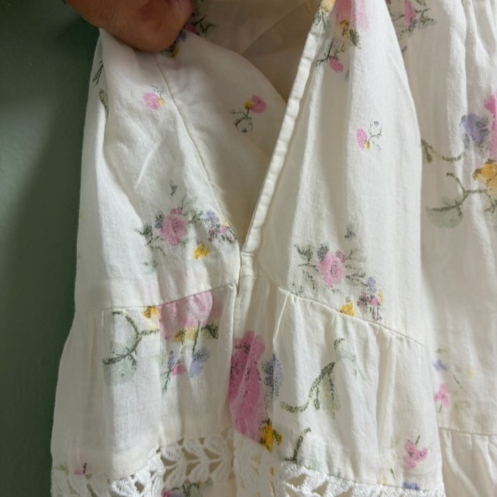 Womens Cottage Floral Maxi Dress Size M Garden Party Ethereal Fairy Tiered Lace - Picture 5 of 12